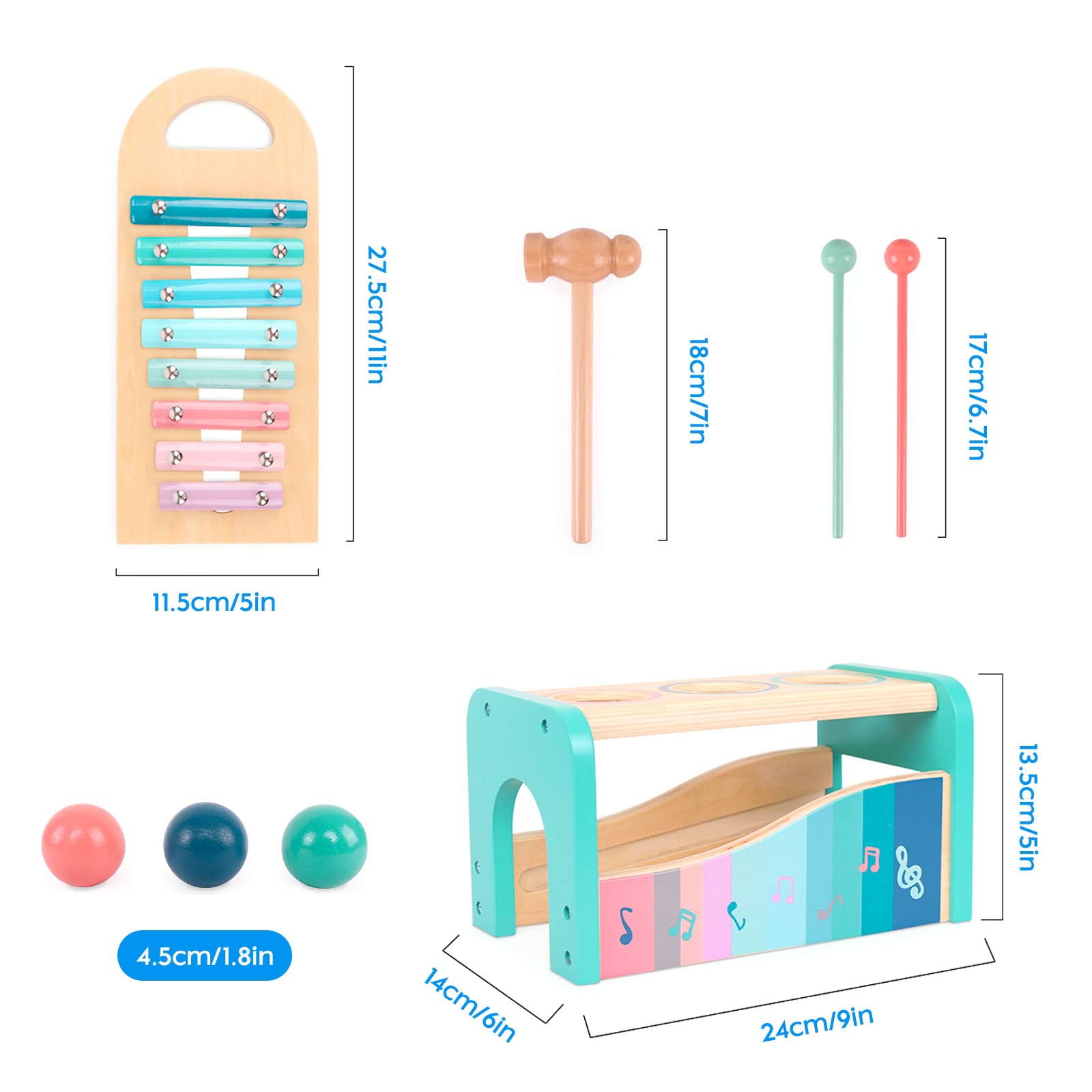 Jouets de Banc Martelant avec Xylophone Bebe Coulissant des Jouets Colorés de Xylophone,des Jouets d'apprentissage pour l'éducation précoce Montessori,Cadeaux d'anniversaire pour 1 2 3 ans et plus