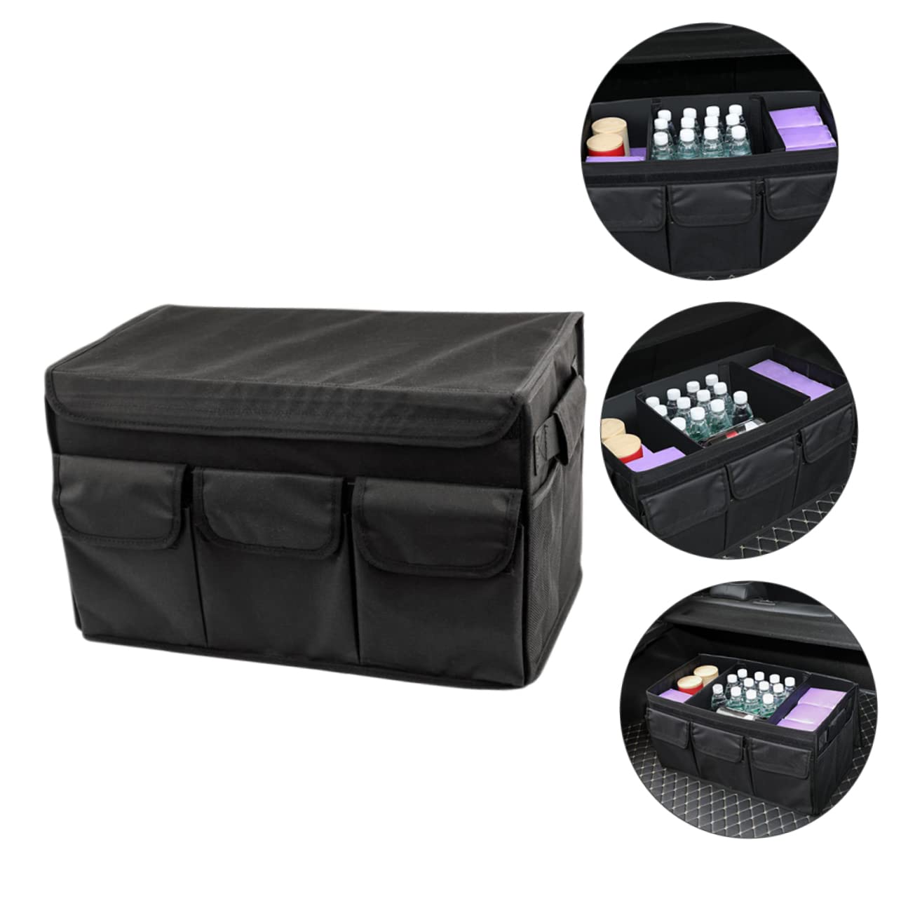 Alipis Scatola Organizzatore per Bagagliaio Auto, Organizer Box Oxford Nero, Grande Capacità, Pieghevole e Pratico per Viaggio
