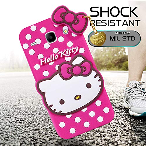 Image of Unirock Hello Kitty Back Case Cover for Samsung Galaxy Core GT-I8262| 3D Cute Hello Kitty Case |Soft Silicone Rubber Back Cover with Pendant Kitty Cover for Samsung Galaxy Core GT-I8262 (Pink)