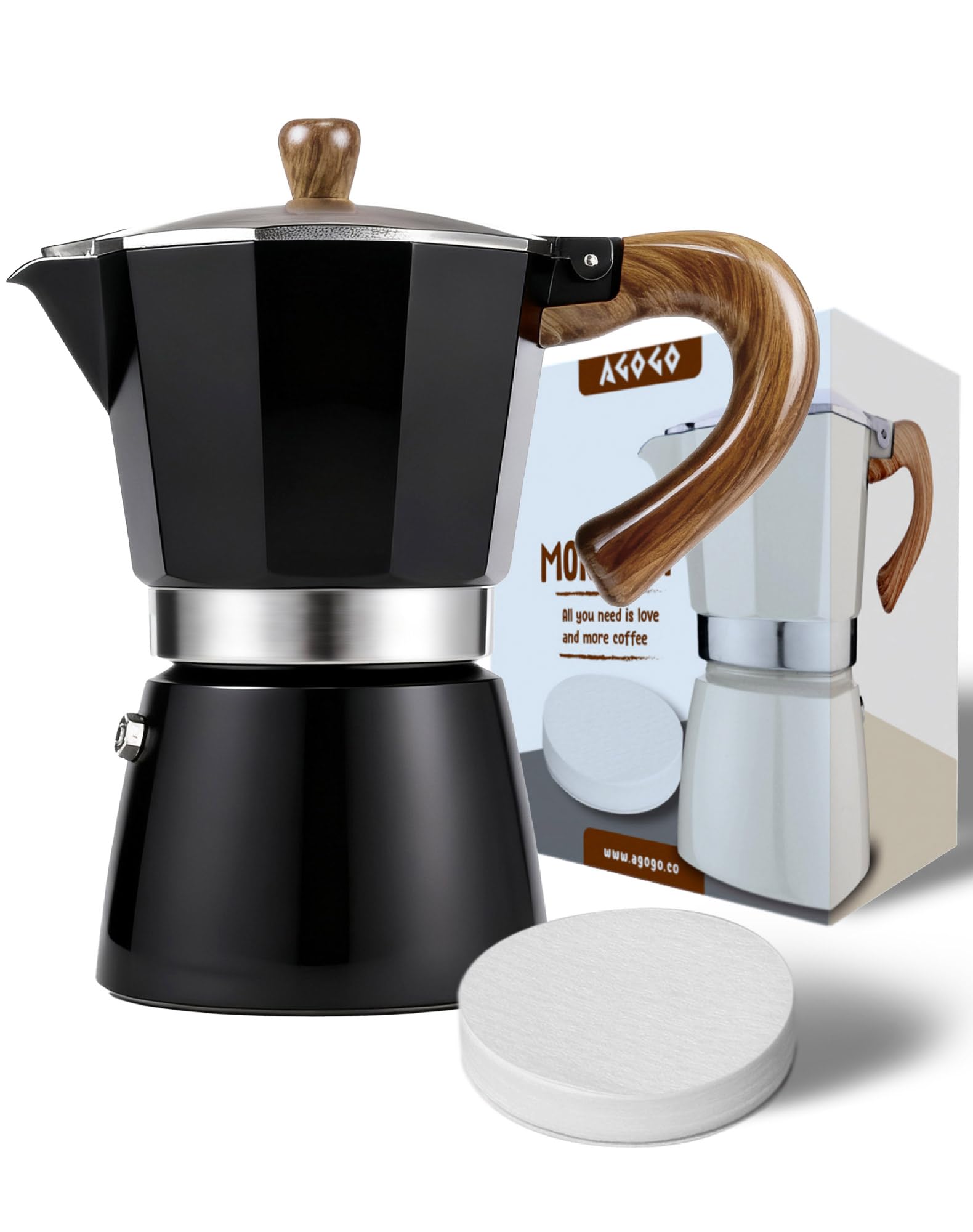 Amazon.com: AGOGO Milano Moka Pot Stovetop Espresso Maker with 100