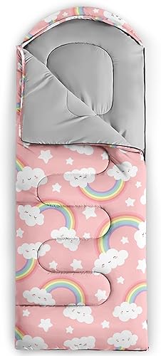 Miniatura 6 de AILONEN Saco de dormir con bolsa de transporte compacta, para adultos, niñas, niños, pijamadas, viajes, al aire libre, impermeable y ligero, saco de