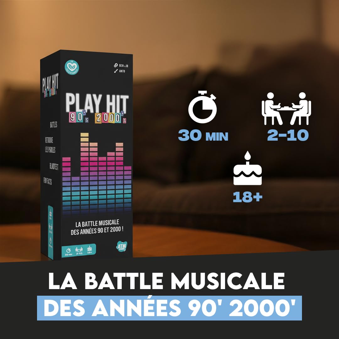ATM Gaming Play Hit - Lot des 2 Versions - Jeux de Société - Quiz Musiques des Années 90 à 2010 et 2010 à 2025 - Parfait pour Mettre l'ambiance - Jeux de Cartes - Amis et Famille - 2 à 10 Joueurs