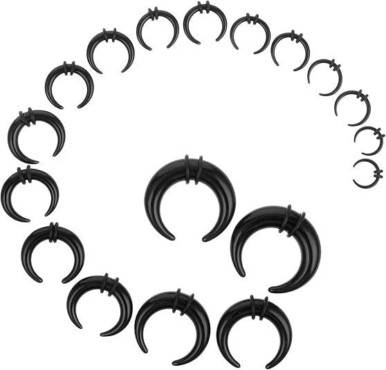 Lusofie 18PCS Acrylic Septum Stretching Kit Black Septum