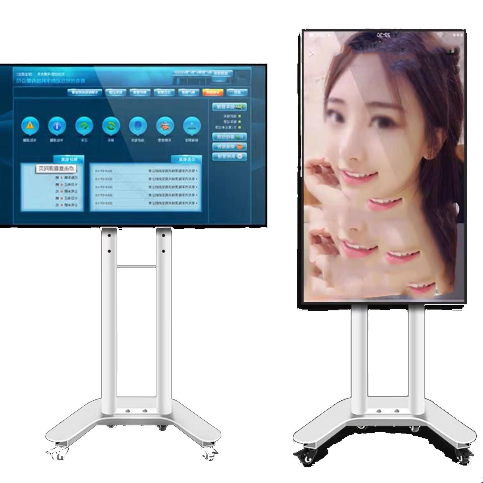 HPTHLY Universal Tv Stand Mobile Tv Cart On Wheels - Portable Floor Tv Stand Holds, Tv Floor Stand, Horizontal And Vertical Screen Rotating Display Stand, For 32-60 In Led(White)