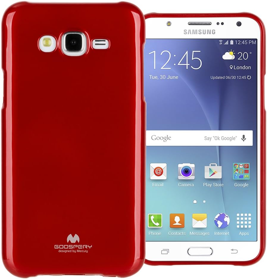 Goospery Pearl Jelly for Samsung Galaxy J7 Case with Screen Protector Slim Thin Rubber Case (Red) J7-JEL/SP-RED