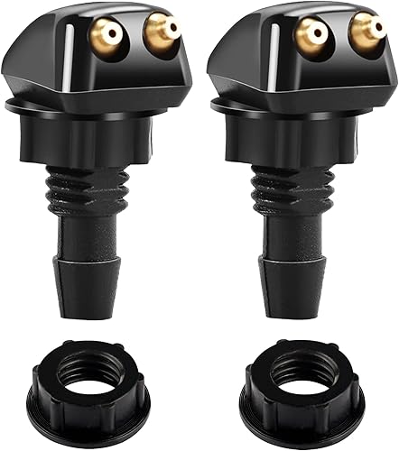 2 boquillas para limpiaparabrisas delantero (doble agujero), boquilla con patrón de pulverización en forma de ventilador compatible con Ford Honda,