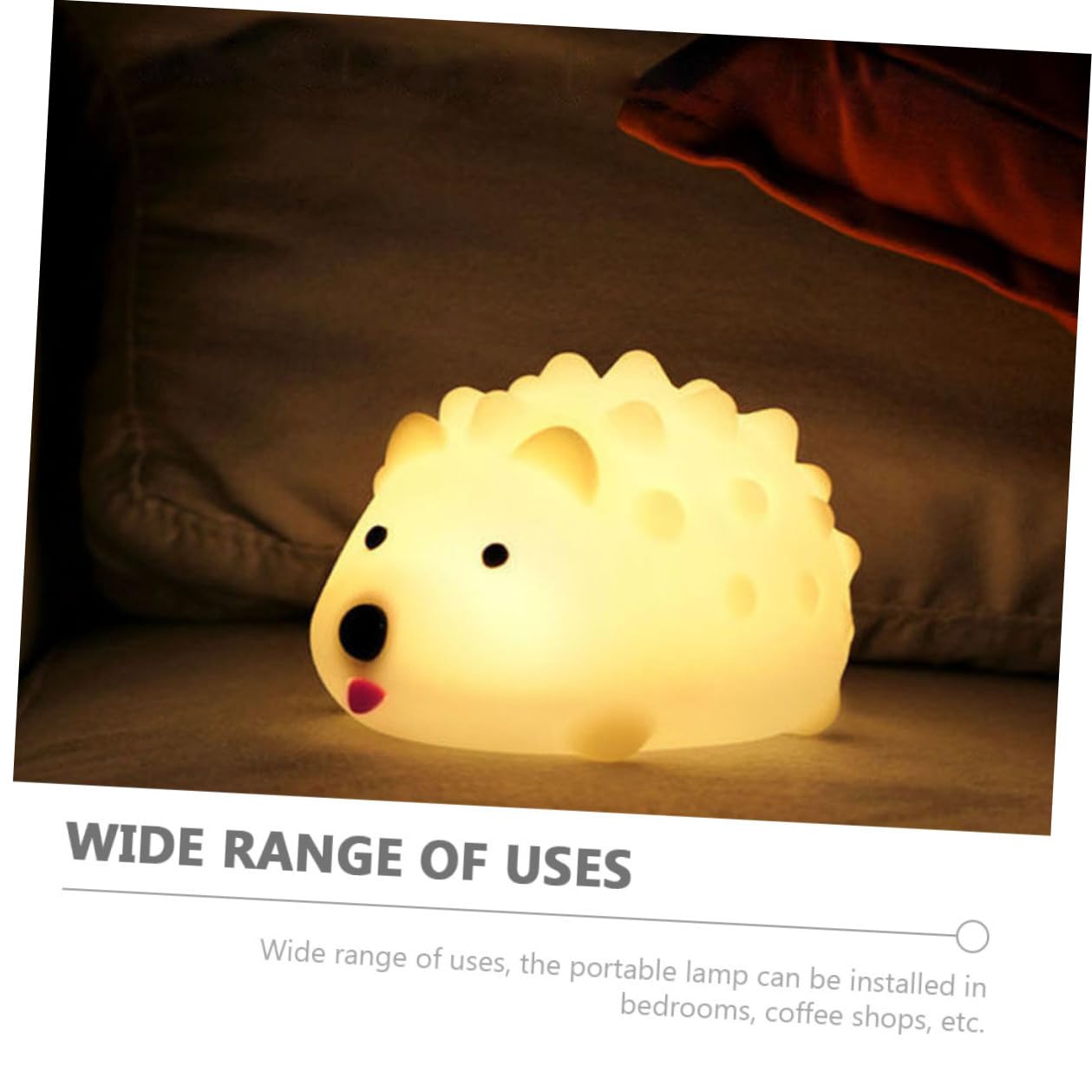 Anneome Luz de Noche Erizo de Silicona Color Claro LED y USB | Cable USB y Mando a Distancia, Diseño Regulable y Tacto Suave, Decoración de Mesa para Cafeterías