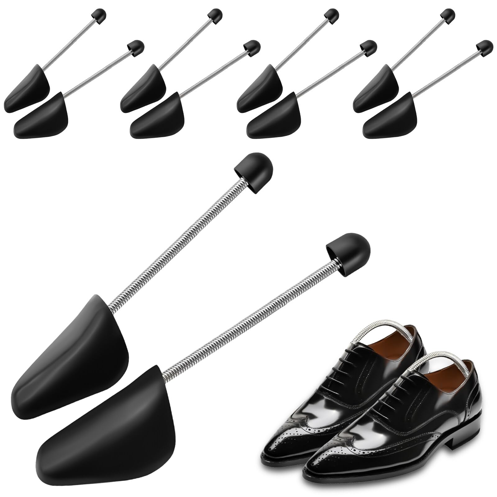 5 Paia Tendiscarpe Regolabili In Plastica - Con Molla Per Scarpe Uomo | Anti-Piega