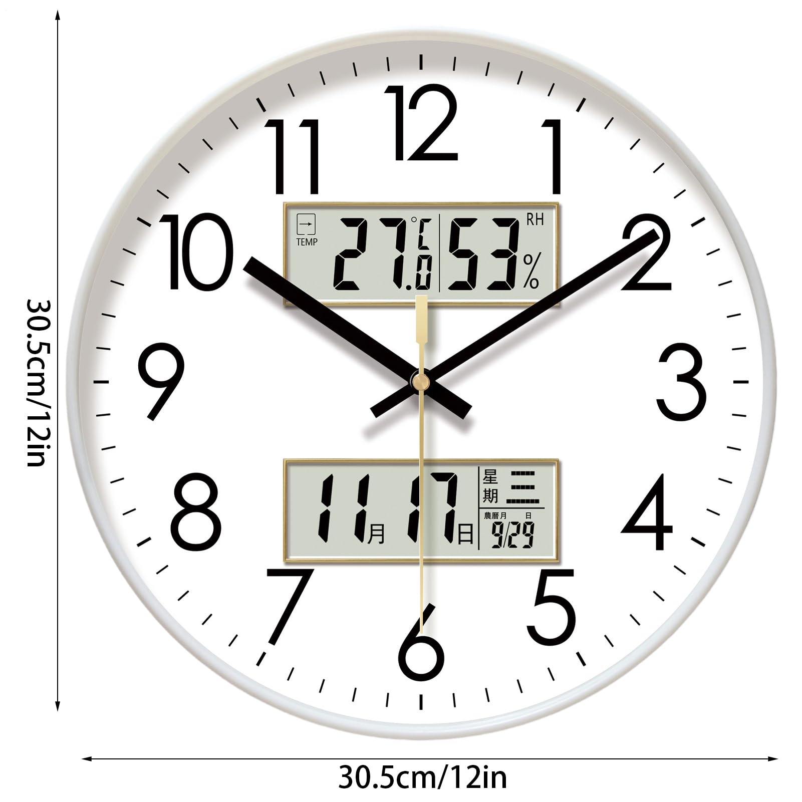 Orologio da parete silenzioso – Display fluorescente al buio