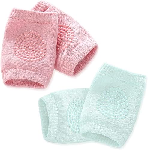 Kalevel Rodilleras para gatear para bebés, protectores antideslizantes para bebé niño y niña (2 pares)