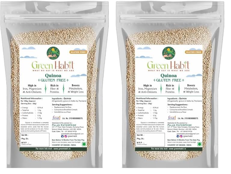 Image of GreenHabit Organic White Quinoa Seeds 5 Kg (Gluten Free) (2.10 pack of 2)