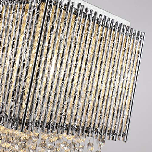 Arteolamp 8 Light Rectangular Alumimum Bar Spiral Shade Crystal Inside Foyer Chandelier Pendant 32" #TOP3