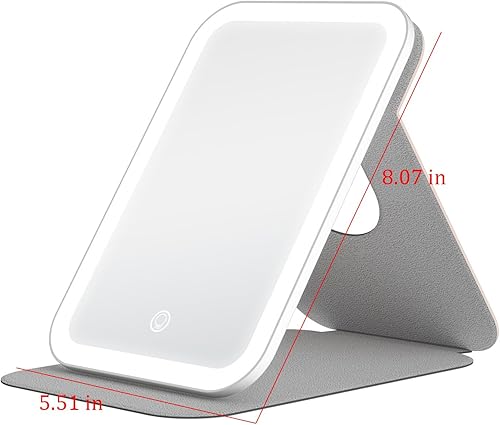 Miniatura 6 de Espejo de maquillaje de viaje recargable con 60 luces LED, espejo de maquillaje portátil con rotación de 360, iluminación regulable de 3 colores,