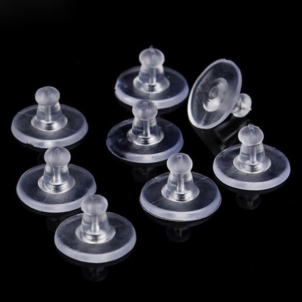 200PCS Heavy Duty Rubber Earring Backs Sleeves Holders Stoppers Soft Nut Clear Silicone