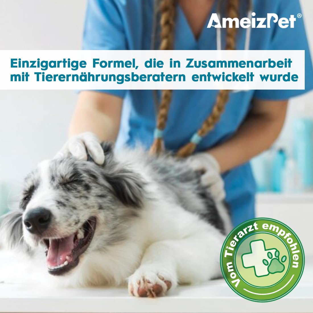 AmeizPet Floh Und Zeckenschutz Für Hunde, Zeckenschutz Hund, Anti Floh Hund Verstellbar Floh-Und Zecken Prävention, Verdauungsenzyme Für Alle Rassen Geeignet, 30 Hunde Leckerlis, 67.5g (2.3 Oz)