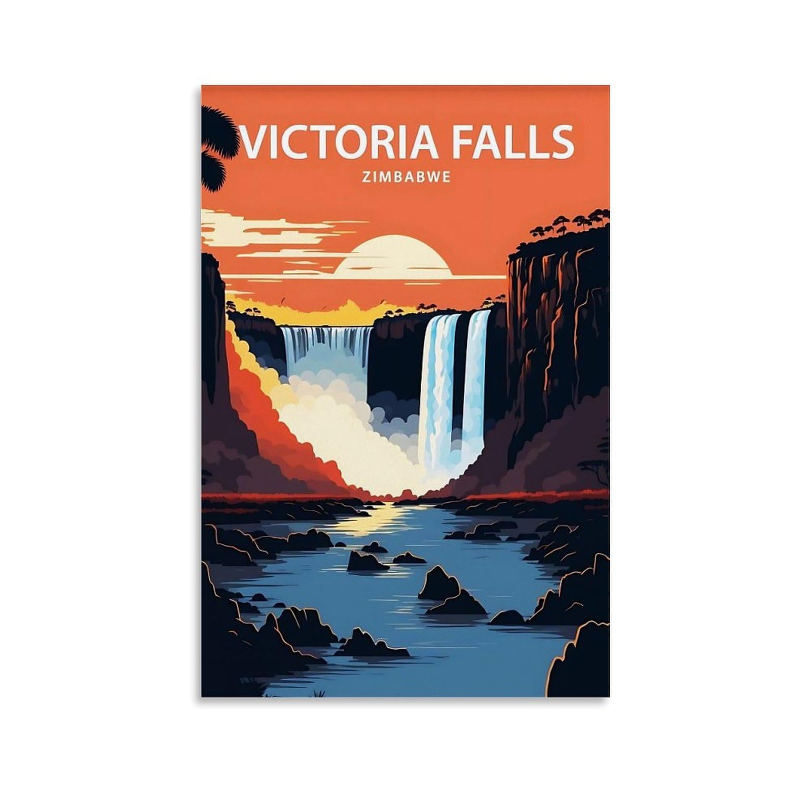 ouweri Victoria Falls Zimbabwe Vintage Travel Poster Canvas Wall Art Prints Photo Picture Paintings Room Decor Home Decorative 12x18inch(30x45cm)