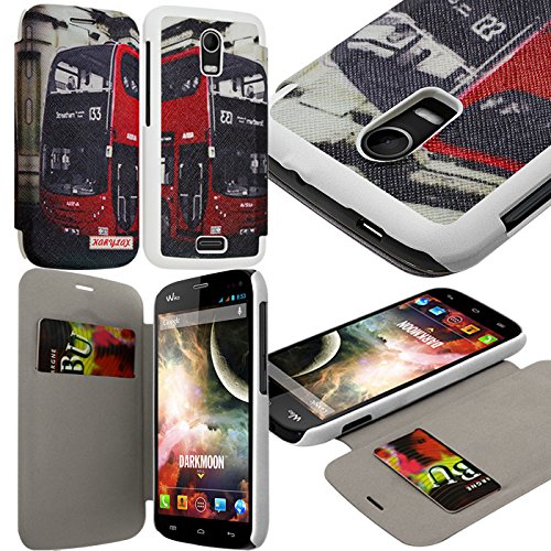 KARYLAX Seluxion - Coque Housse Etui à Motif KJ01 Rabat latéral et Porte-Carte pour Wiko Darkmoon + Film de Protection