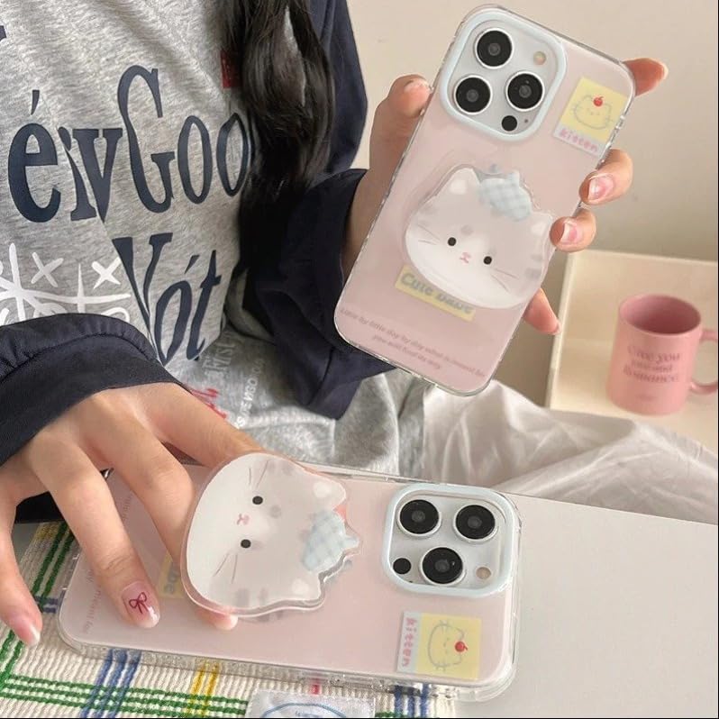 Image of Peeperly Back Cover Case for iPhone 13 Pro Max Scratch Resistant Anti-Slip TPU Shockproof Protective Durable Paws and Play Cartoon Cat Phone Gripper Case for Girls & Women