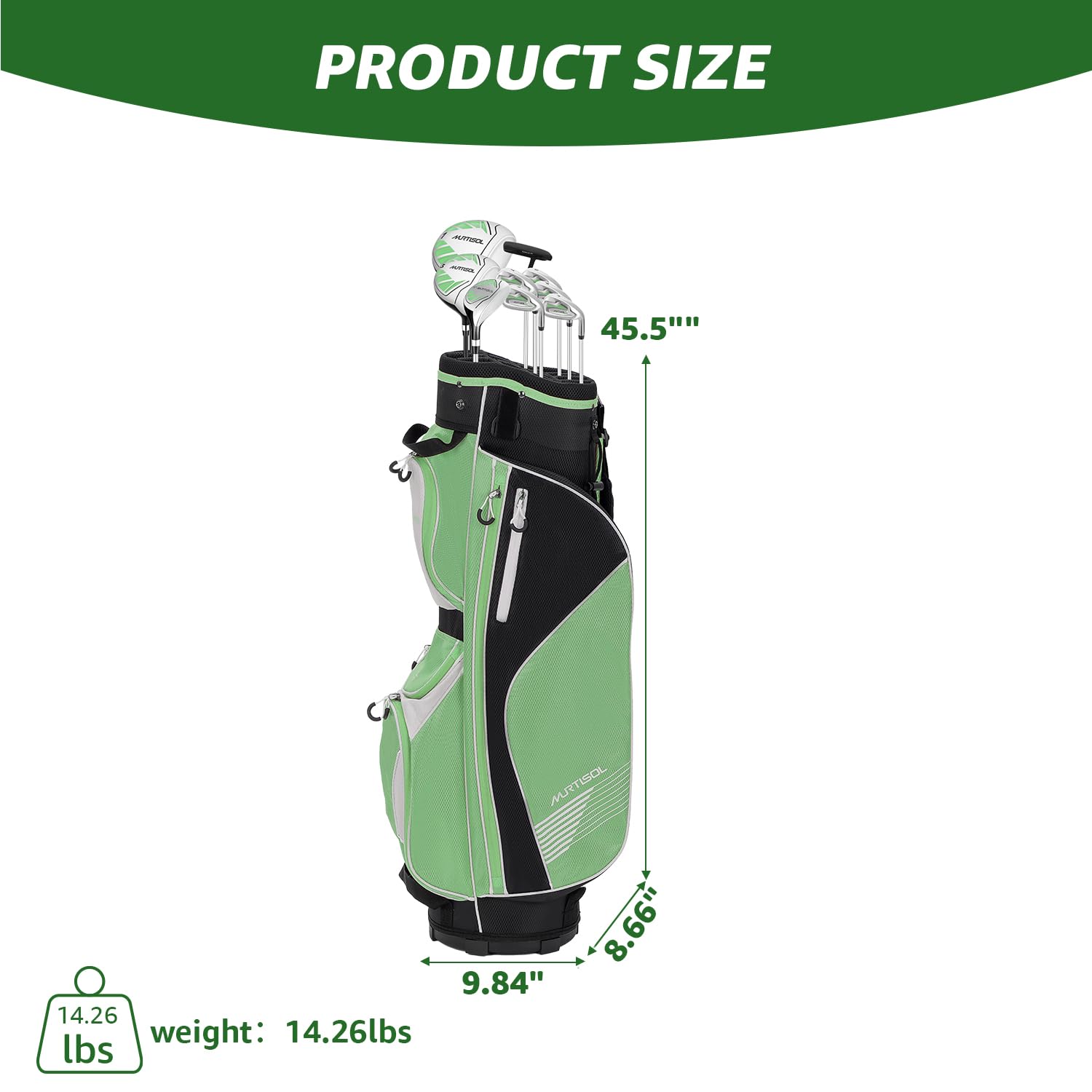 XDriveMax Juego Completo de 10 Palos de Golf para Mujer para Mano Derecha para Mujer, Incluye Bolsa de Carrito con Capucha para Lluvia, 1#Driver 3# Wood #5 híbrido, con 3 Fundas para la Cabeza, 6# 7