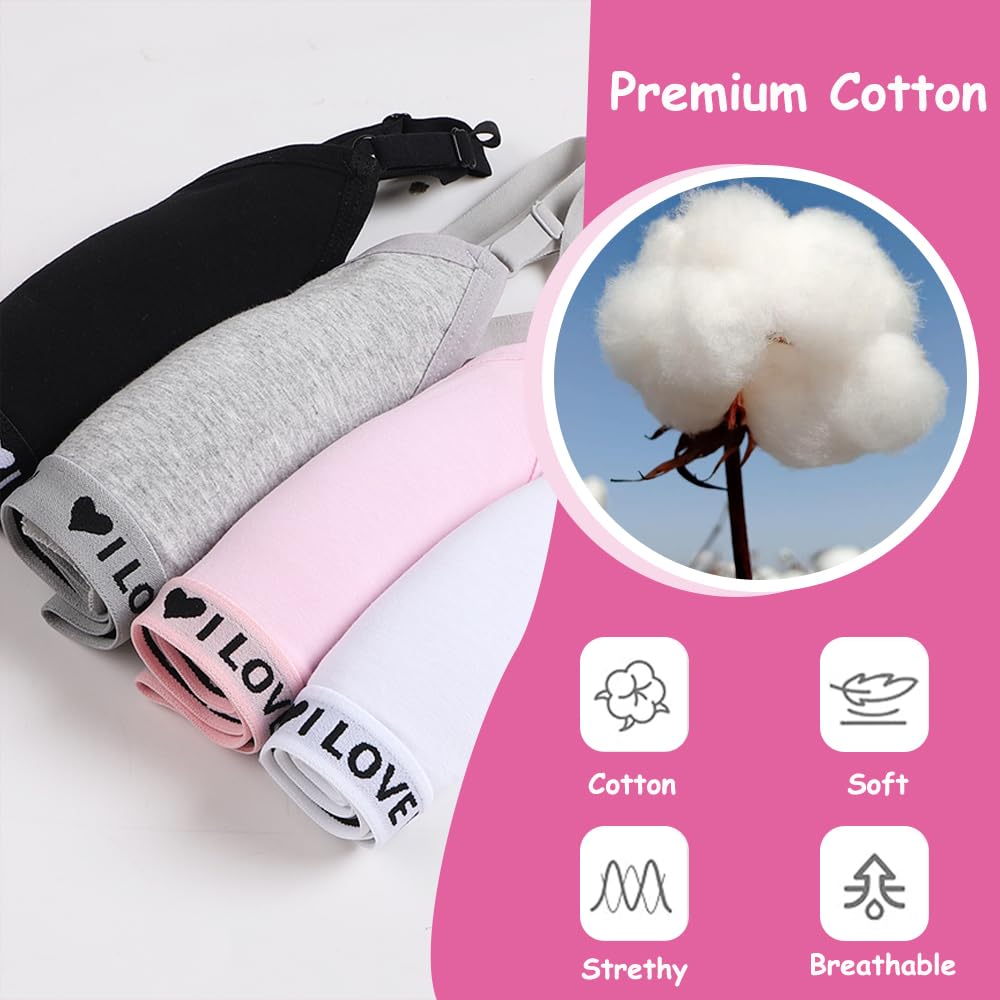 HXZASFG Sujetador Deportivo para niñas Bralette de Entrenamiento de algodón con Almohadilla Fija para el Busto y Correa Ajustable Ropa Interior sin Cables Top Corto para Adolescentes de 10 a 18 años