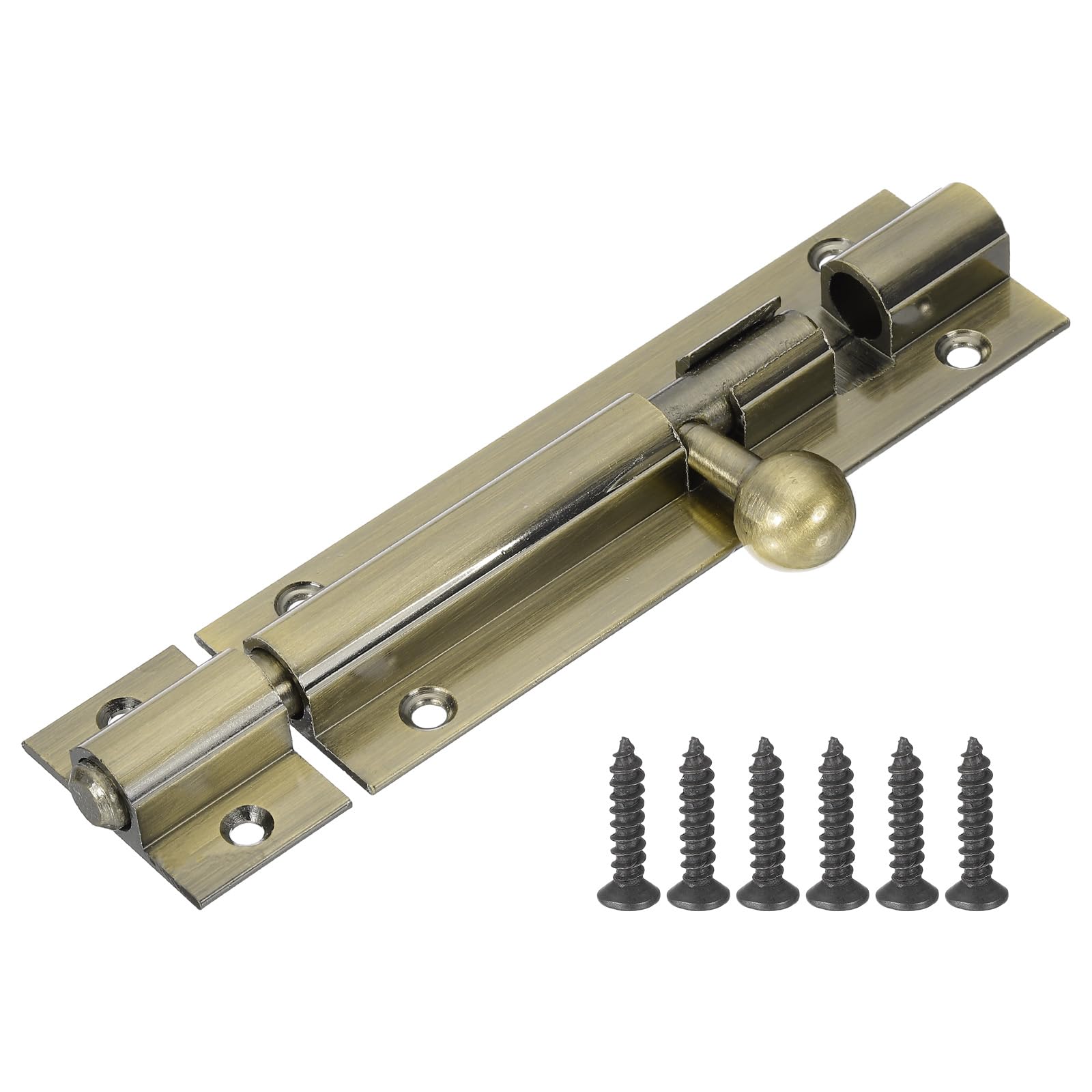 PATIKIL Barrel Bolt Latch, 6 Inch Solid Slide Door Lock Aluminum Alloy Security Bolt Latch Gate Latches for Barn Warehouse Fence Wooden Interior Exterior Door, Bronze