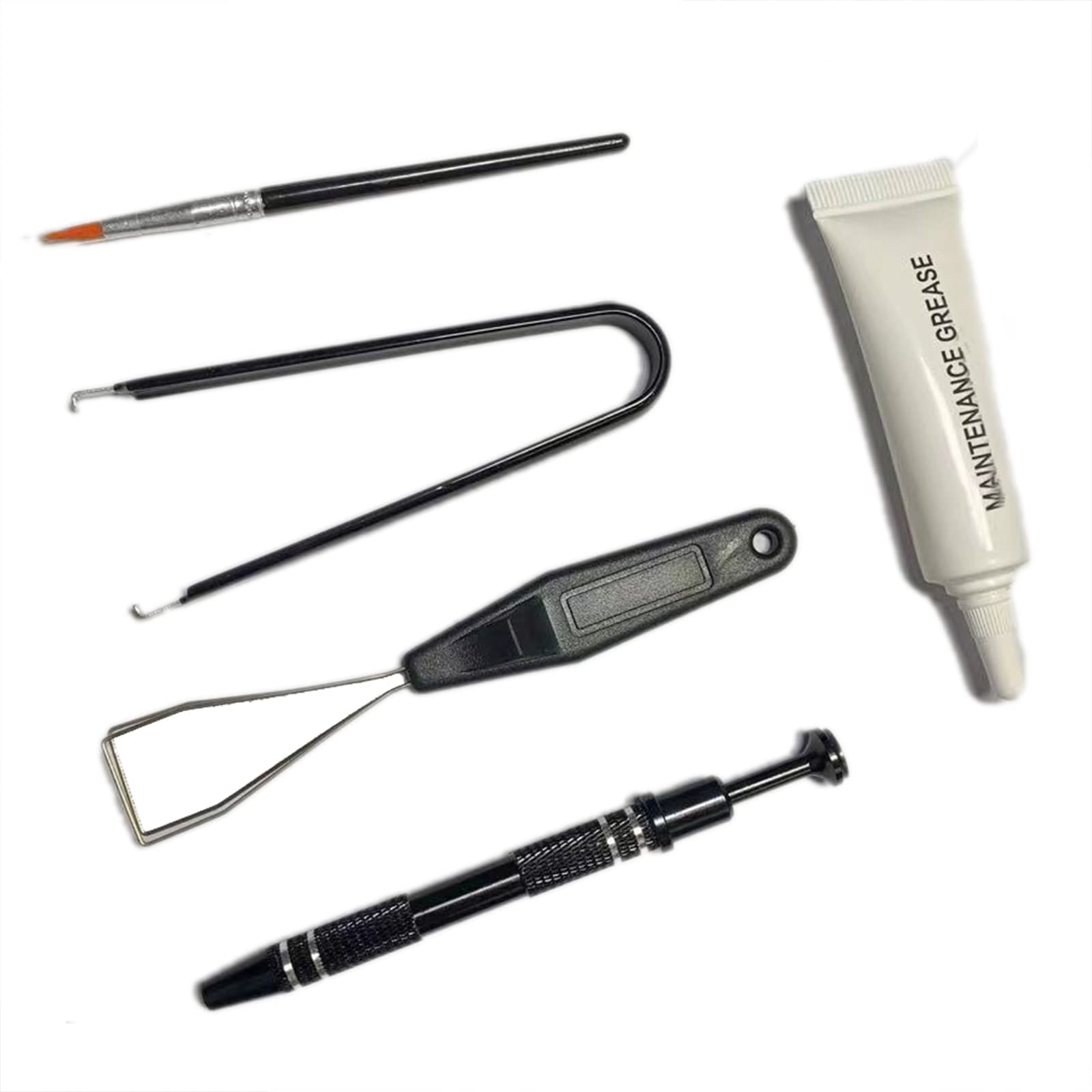 Keyboard Lube Kits 5PCS Switch Lube Kits 0.35OZ GPL 205g0 Keyboard Lube Grease Stem Holder Keycap Puller Switch Puller and Lube Brush for Customized Mechanical Keyboard Switch and Stabilizer