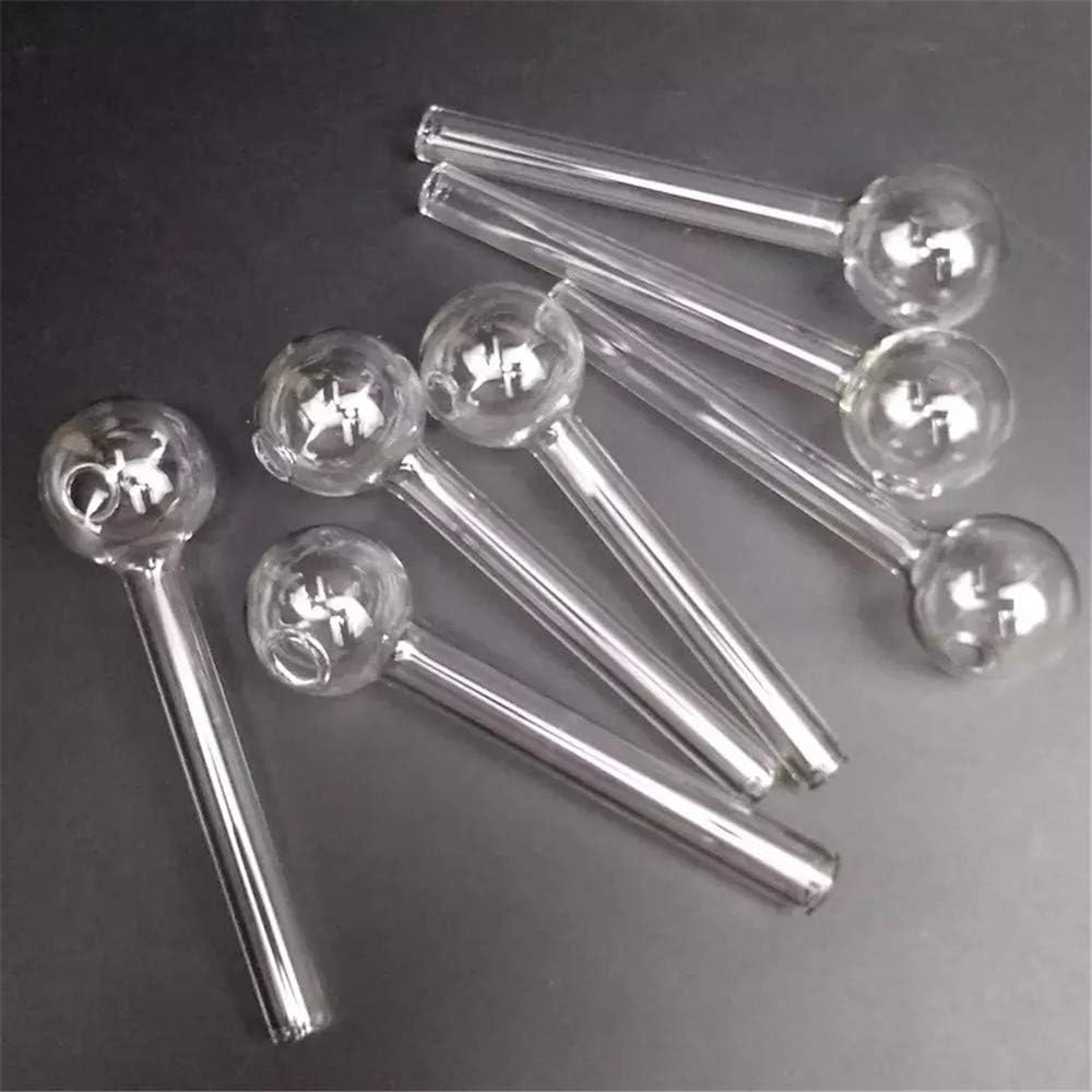 RORA 4 Pulgadas de Longitud 10 Piezas de Tubo de Quemador de Aceite de Vidrio Pyrex Tubo de Mano de Colores Gruesos Accesorios para Fumar Bong Pipe Dab Oil Rig (Clear)