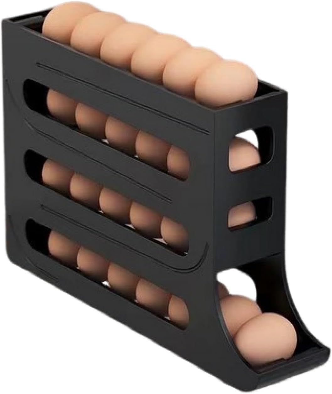 WACOI Auto Rolling Fridge Egg Organizer, Space Saving Eggs Dispenser For Refrigerator Storager With Lid,Egg Holder For Fridge 2 Pack