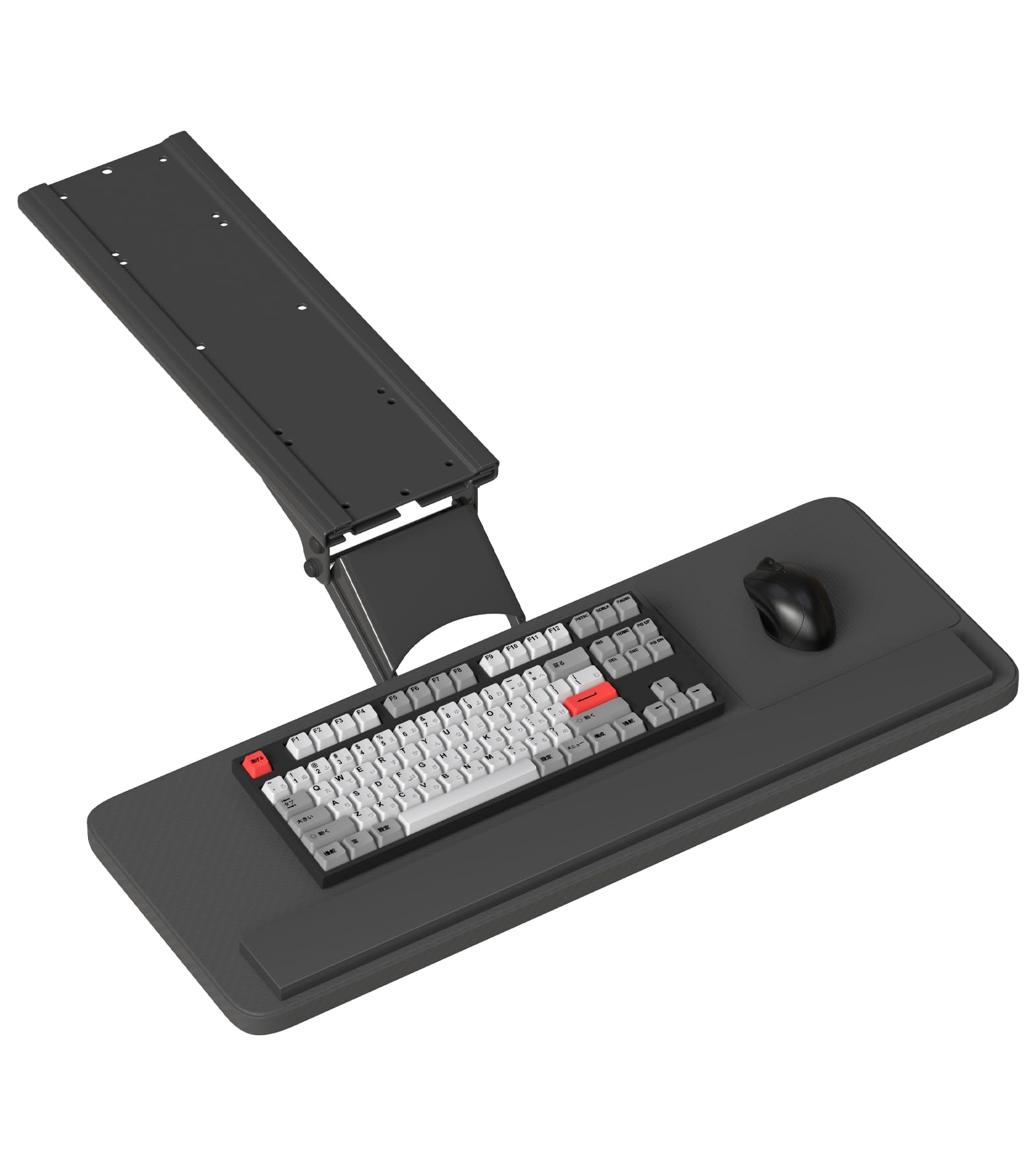 yeshine Under Desk Keyboard Tray Slide Out, Height Adjustable Computer Keyboard & Mouse Platform Tray, 360° Swivel & 30° Tilt Up and Down, Ergonomic Keyboard Tray Under Desk Slide, Black, 25"W x 9.8"D