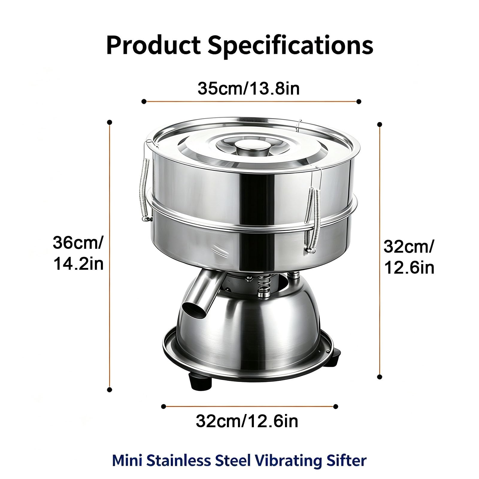 Genérico Mini Tamiz de Polvo Automático Malla 60 for Panadería Cocina | Máquina tamiz vibratorio agitador tamiz opcional for granos polvo granulado