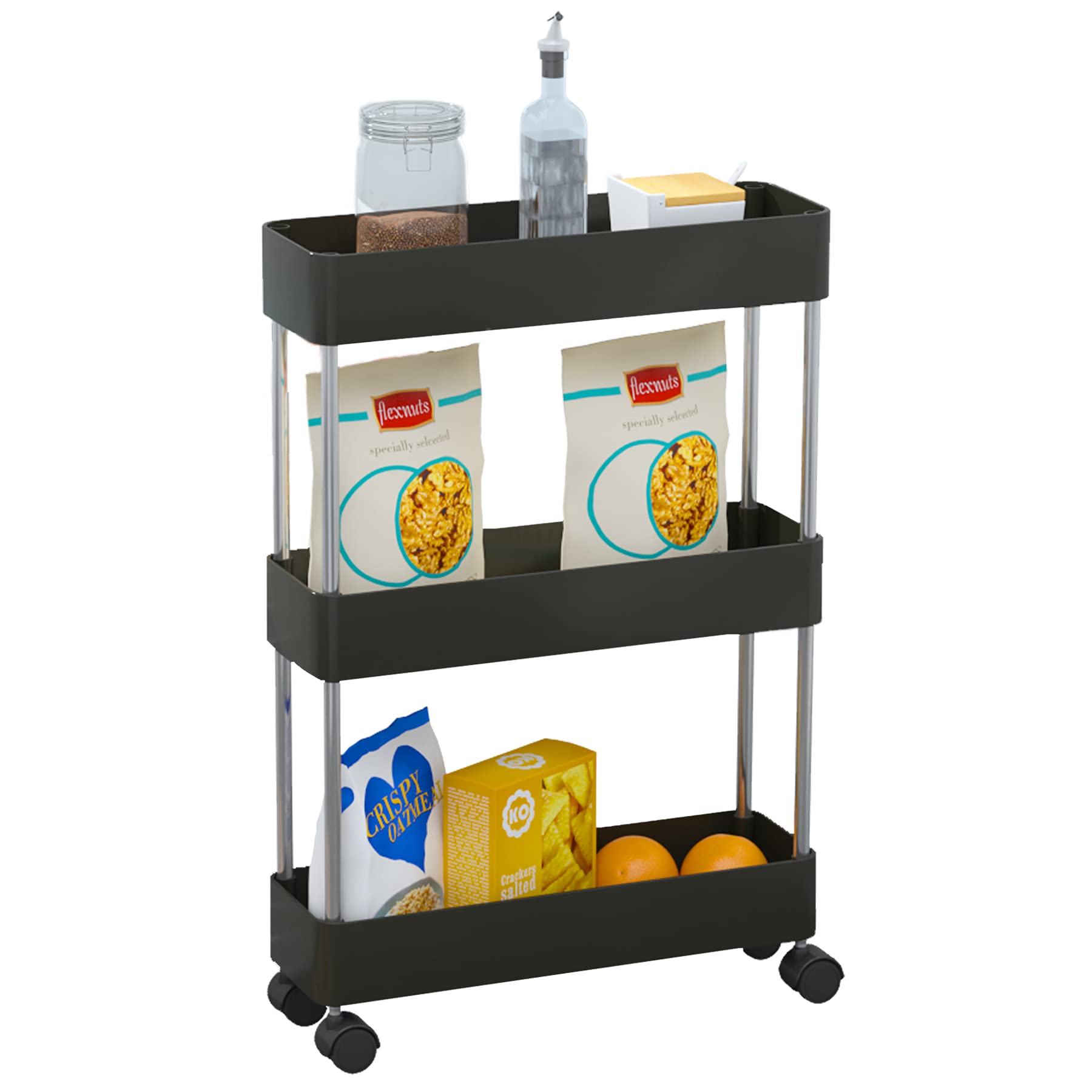 Buy JIUYOTREE 3Tier Slide Out Storage Trolley, Slim Storage Cart