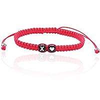 Vista 23 de Initial Bracelets for Women Teen Girls, Initial A-Z Heart Letter Charm Bracelets Handmade Adjustable Rope Bracelets for Mother's Day Graduation Black