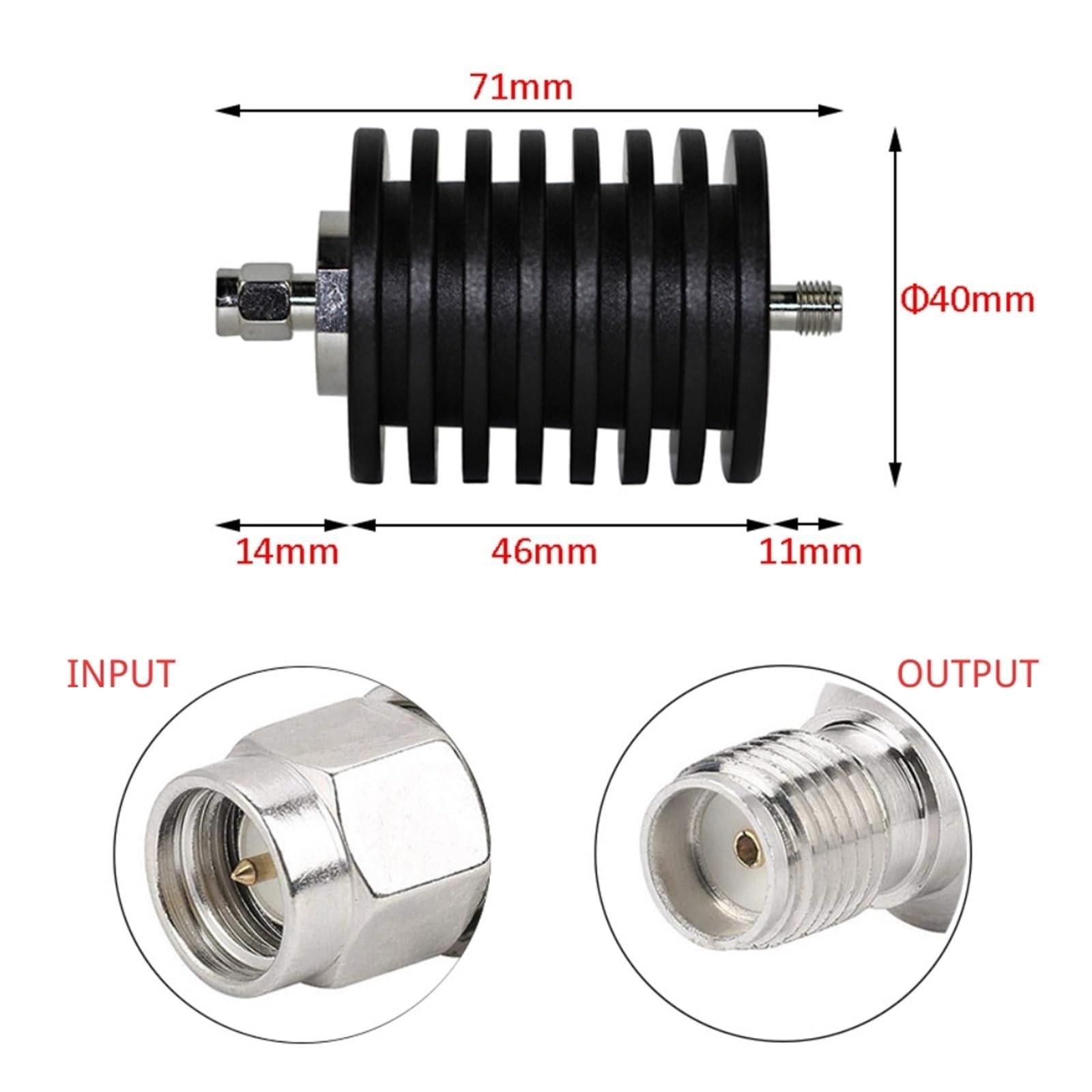 25 W SMA-JK Koaxial-HF-Festdämpfungsglied DC-3 GHz / 4 50 Ohm