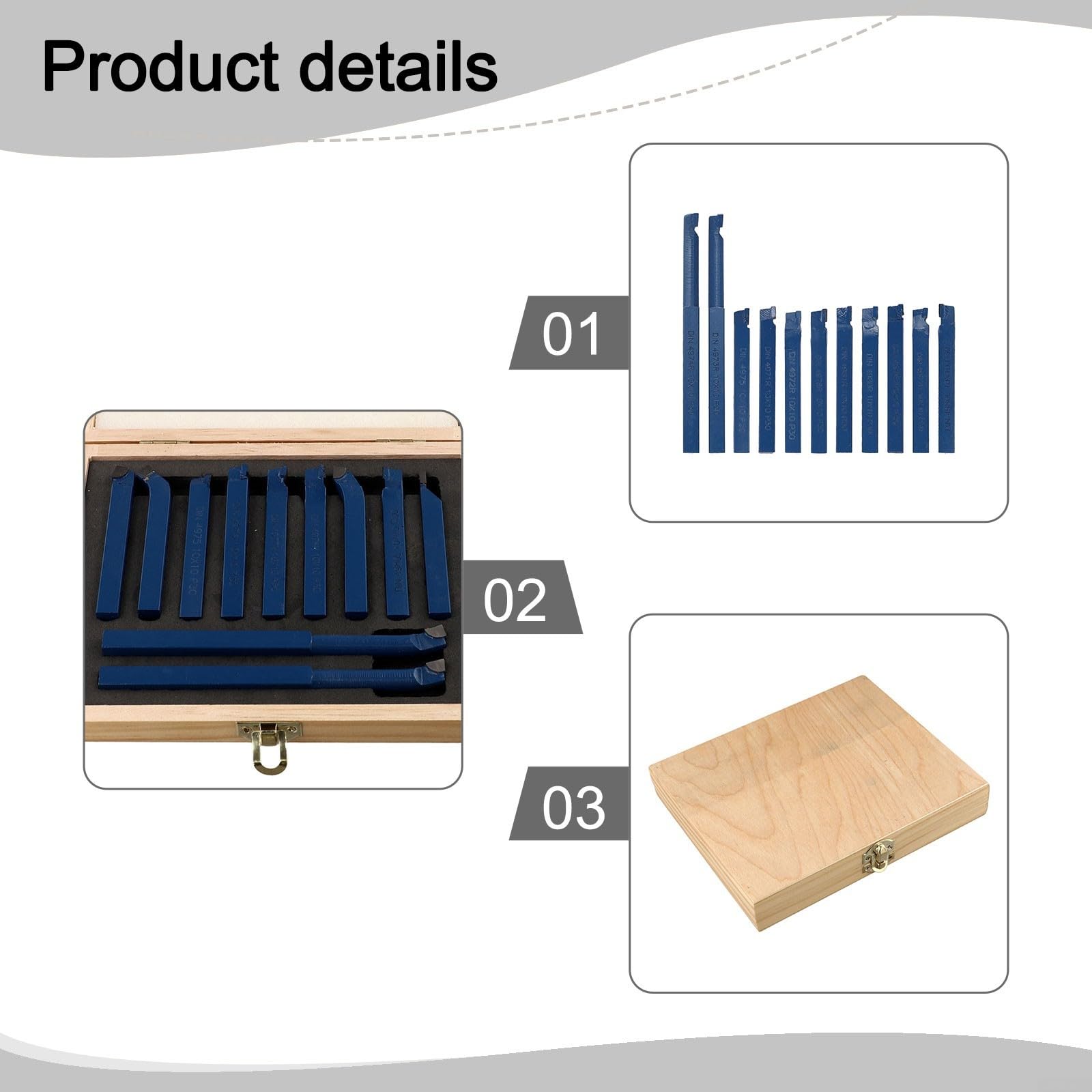 11-tlg Drehmeißel Set Hartmetall 10mm/12mm Stahl(10x10mm)