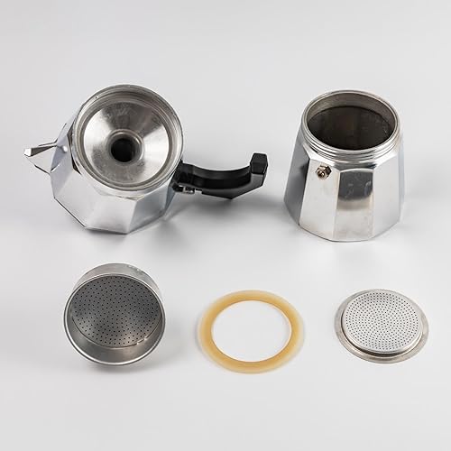 Miniatura 7 de MECCANIXITY Piezas de aluminio para cafetera de café expreso para estufa, con 1 filtro y 3 sellos de junta de silicona de 2.913 x 2.520 x 0.197 in