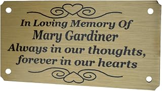 MEMORIAL BENCH PLAQUE PERSONALISED GRAVE SIGN CHOICE OF 2 SIZES 4" X 2" OR 5" X 2" PLAQUE COMES WITH 4 SCREWS INCLUDED - SAME DAY DISPATCH 1ST CLASS UP UNTIL 12:00 P.M. (NOT INCLUDING WEEKENDS)