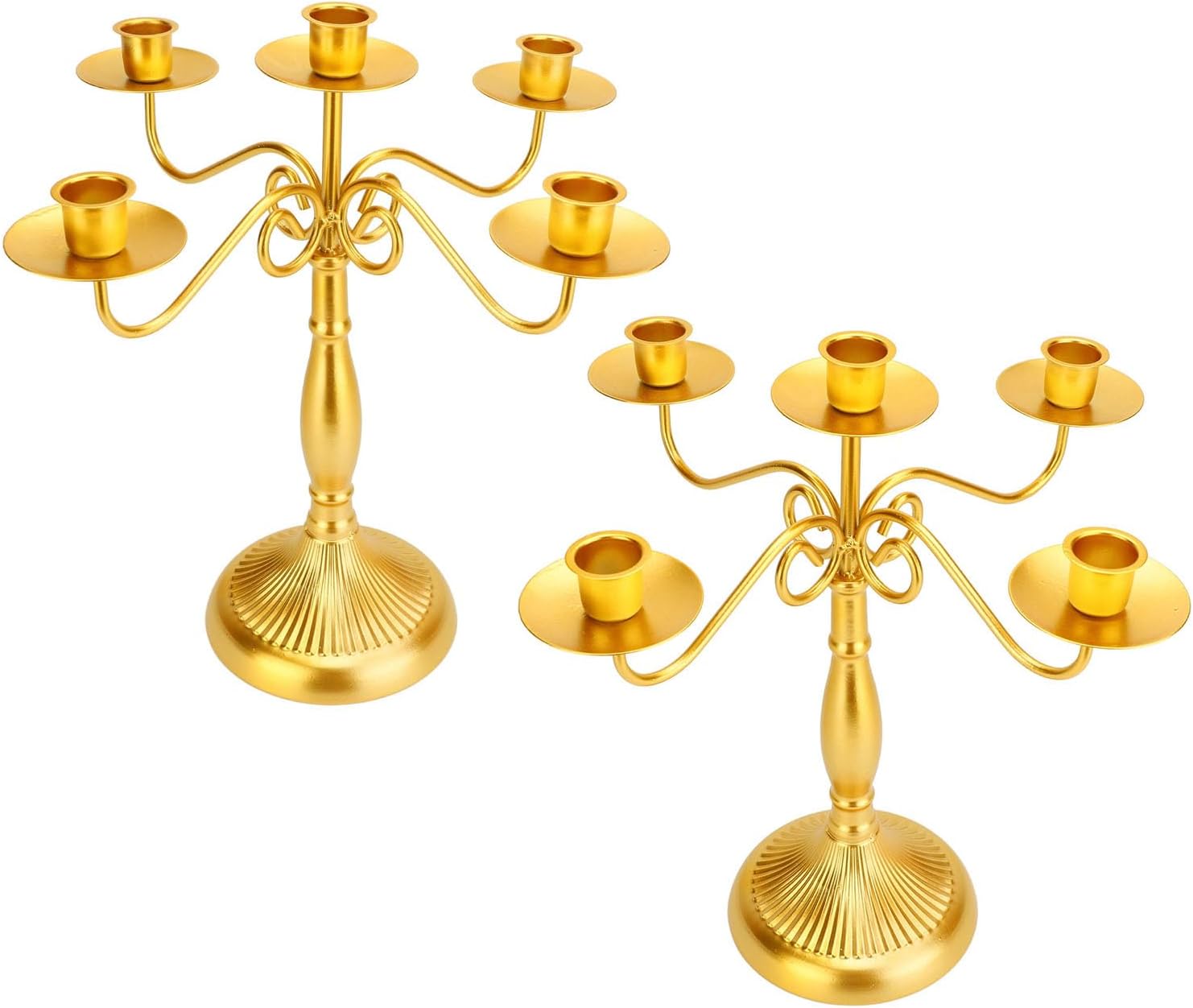 Home Furnishing Fit for European Style Candelabra 5 Arms Iron Elegant Candle Stick Candelabra for Wedding Restaurant Craft Collection (Gold)