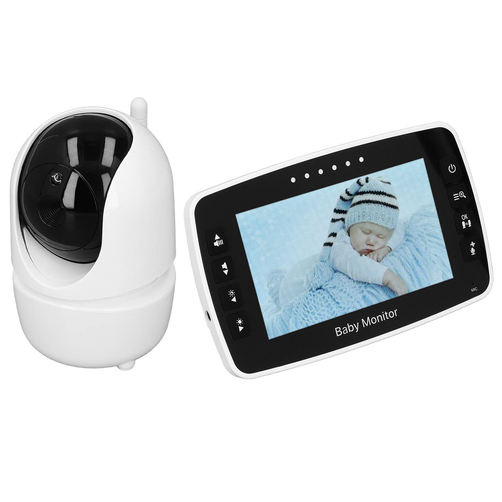 Monitor de bebé, Pantalla Inalámbrica de 4.3 Pulgadas con Cámara de Visión Nocturna, Función de Zoom de 2X, para la Pantalla Ambiente de la Temperatura del bebé (EU Enchufe