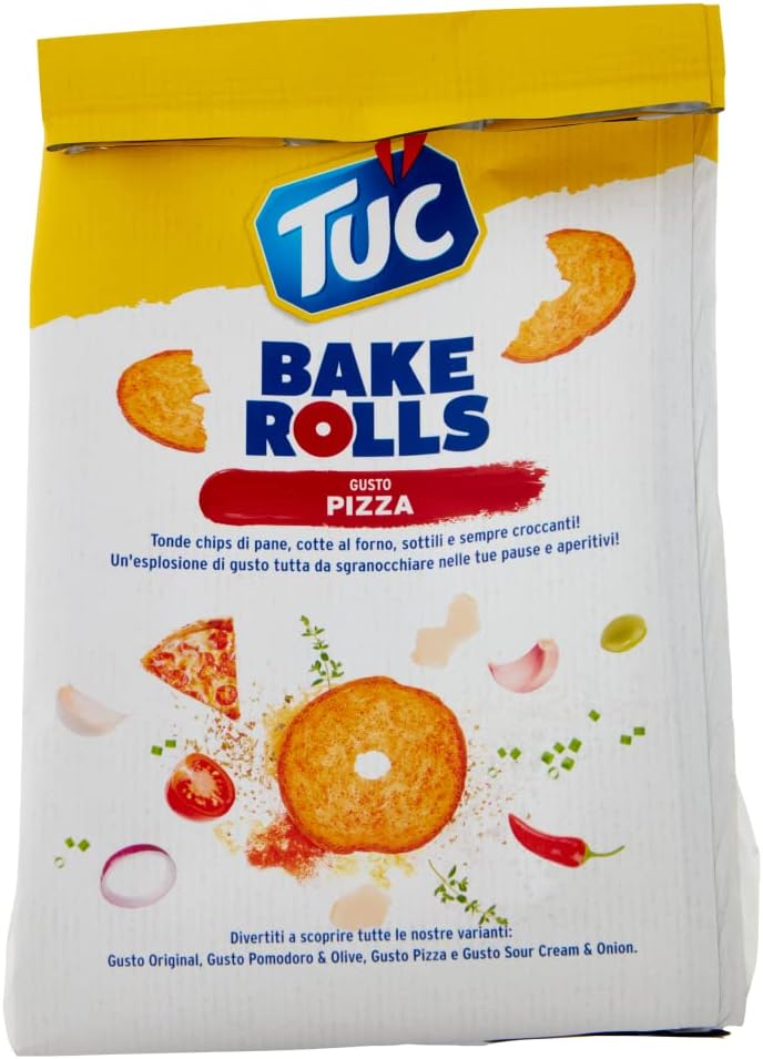Tuc Bake Rolls, Gusto Pizza, Chips di Pane Cotte al Forno, Sottili e Croccanti, 150g (Confezione da 2) 150 g (Confezione da 2) - Immagine 3