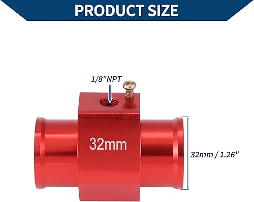 Miniatura 3 de Kit de sensor universal de temperatura de agua de 12 V24 V, adaptador rojo NPT de 18 pulgadas de 1.26 pulgadas, 190'F encendido - 175'F apagado para