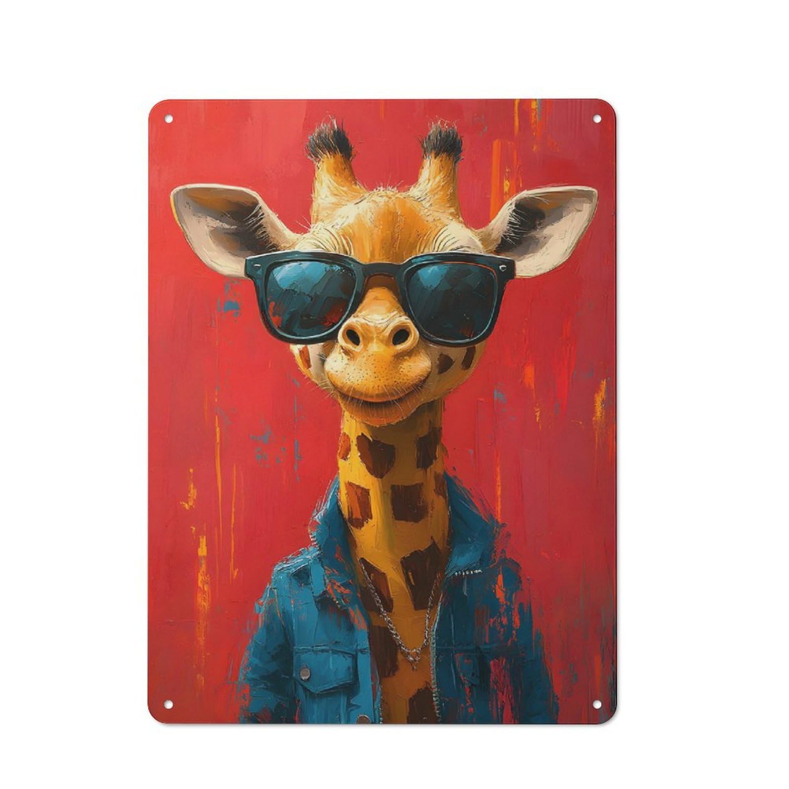 Junmoney Cool Giraffe In Sunglasses Tin Sign 40X30cm With For Home Bar Wall, Vintage Decor, Wall Decoration For A Recently Updated Home Bar