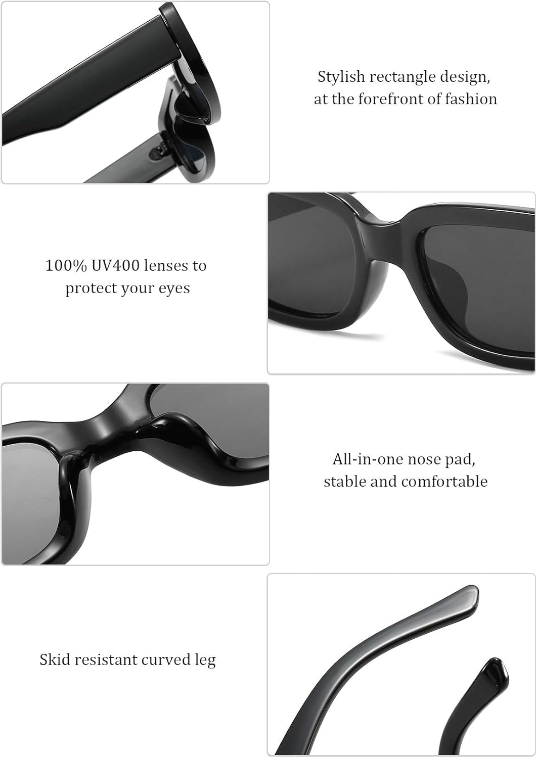 Dollger Rectangle Sunglasses for Women Men Trendy Retro Fashion Sunglasses UV 400 Protection Square Fram - Image 3