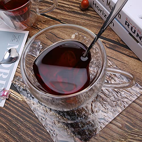 Glow Castle Heat Resistant Creative Double Layer Heart Cup Clear Glass Milk Cup (240Ml) #TOP1