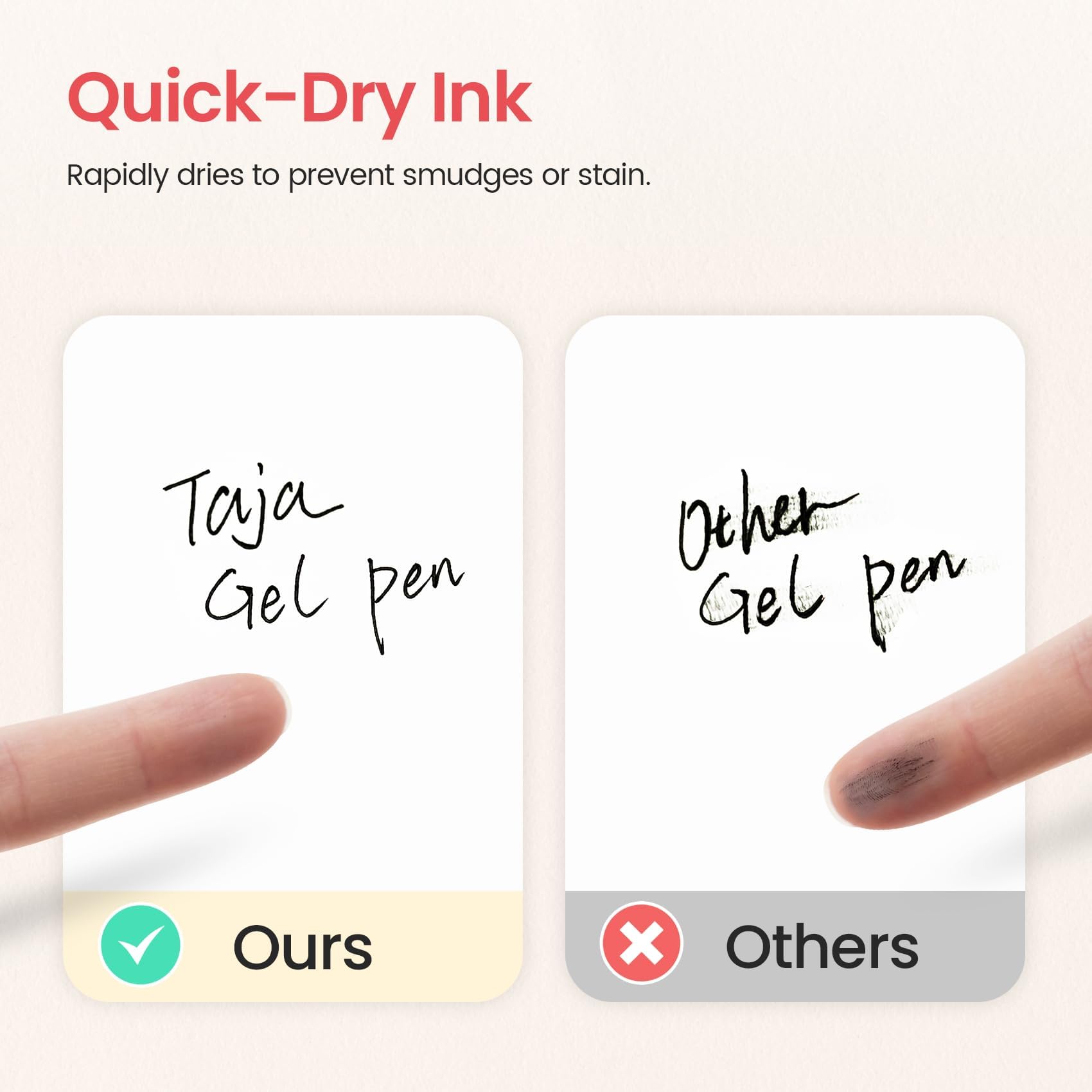 Taja Gel Pens, 6 Pcs Quick Dry Blcak Gel Ink Pens, 0.5mm Fine Point Smooth Writing Pens for Journaling and Note Taking, Cute Aesthetic Pens for Women & Men-Sand Gold