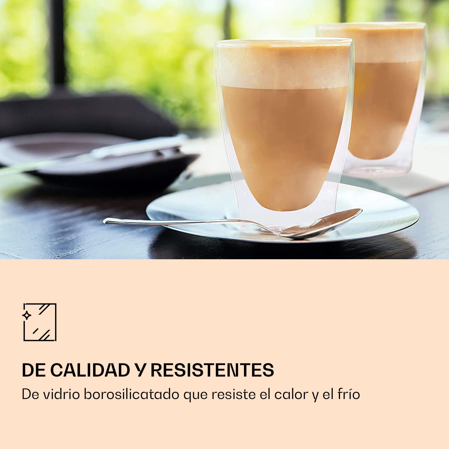 DUOS® Tazas de Café Doble Pared (2x 310ml) - Vasos de Cristal para Té y Café