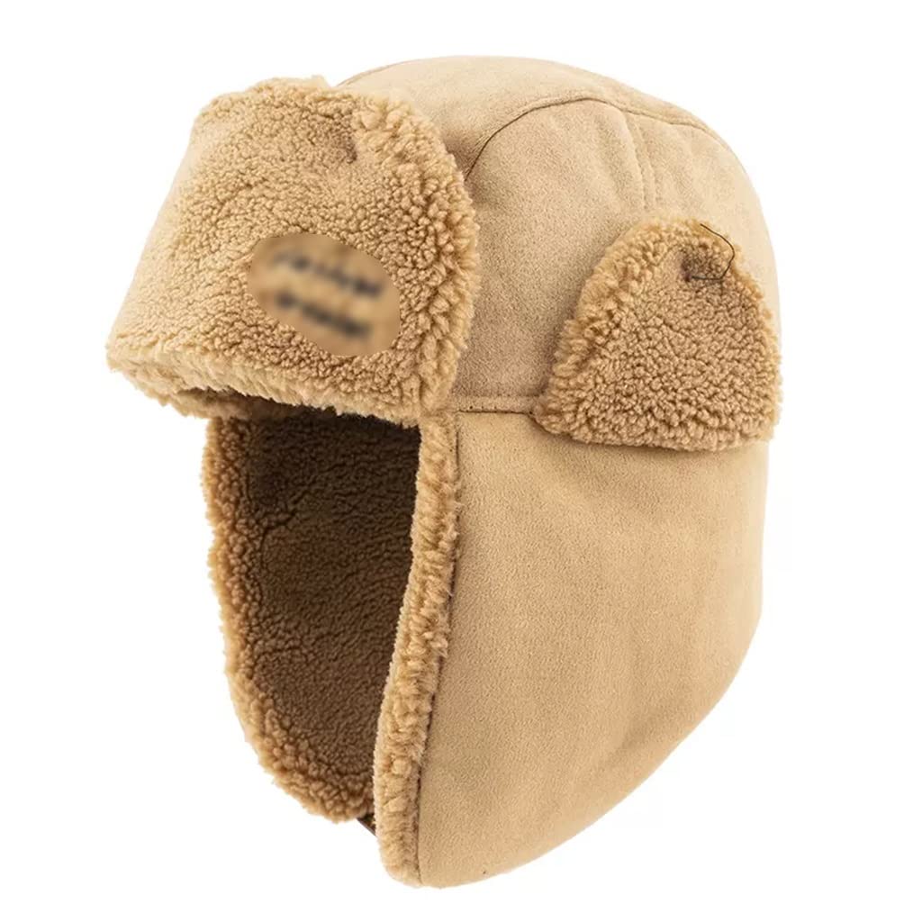 CAPS 가을, 겨울 두꺼운 모자 야외용 면모자 귀 보호 방한모자 MENS THUNDERBOLT HAT 여성용 겨울 면모자 (색상 : 노란색 사이즈 : ONE SIZE)
