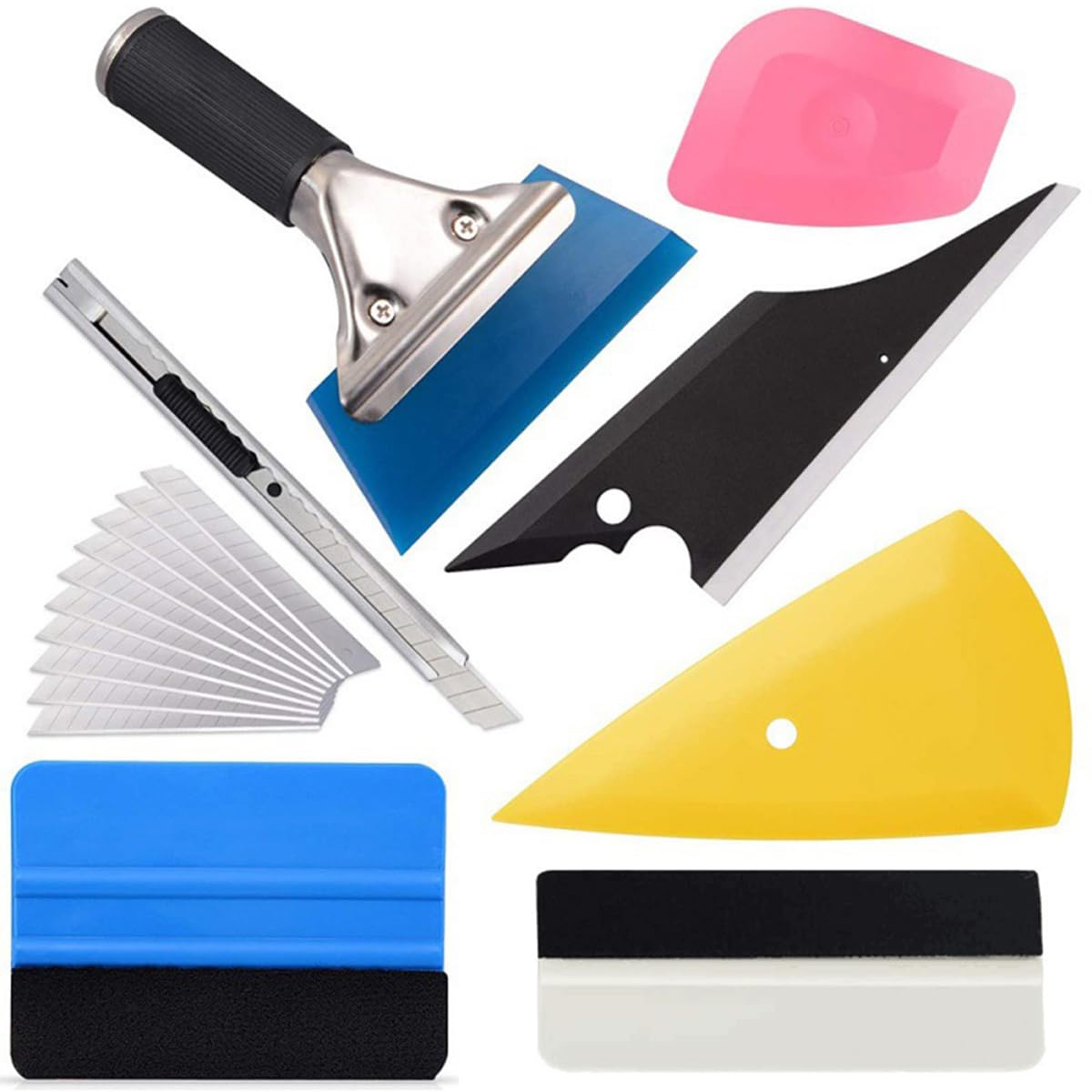 Bubbacare Anboo 17Pcs Car Vinyl Wrap Tools, Car Window Tint Kit, Car Window Tint Tools With Vinyl Squeegee Cutting Tool Felt Squeegee For Window Film Installation