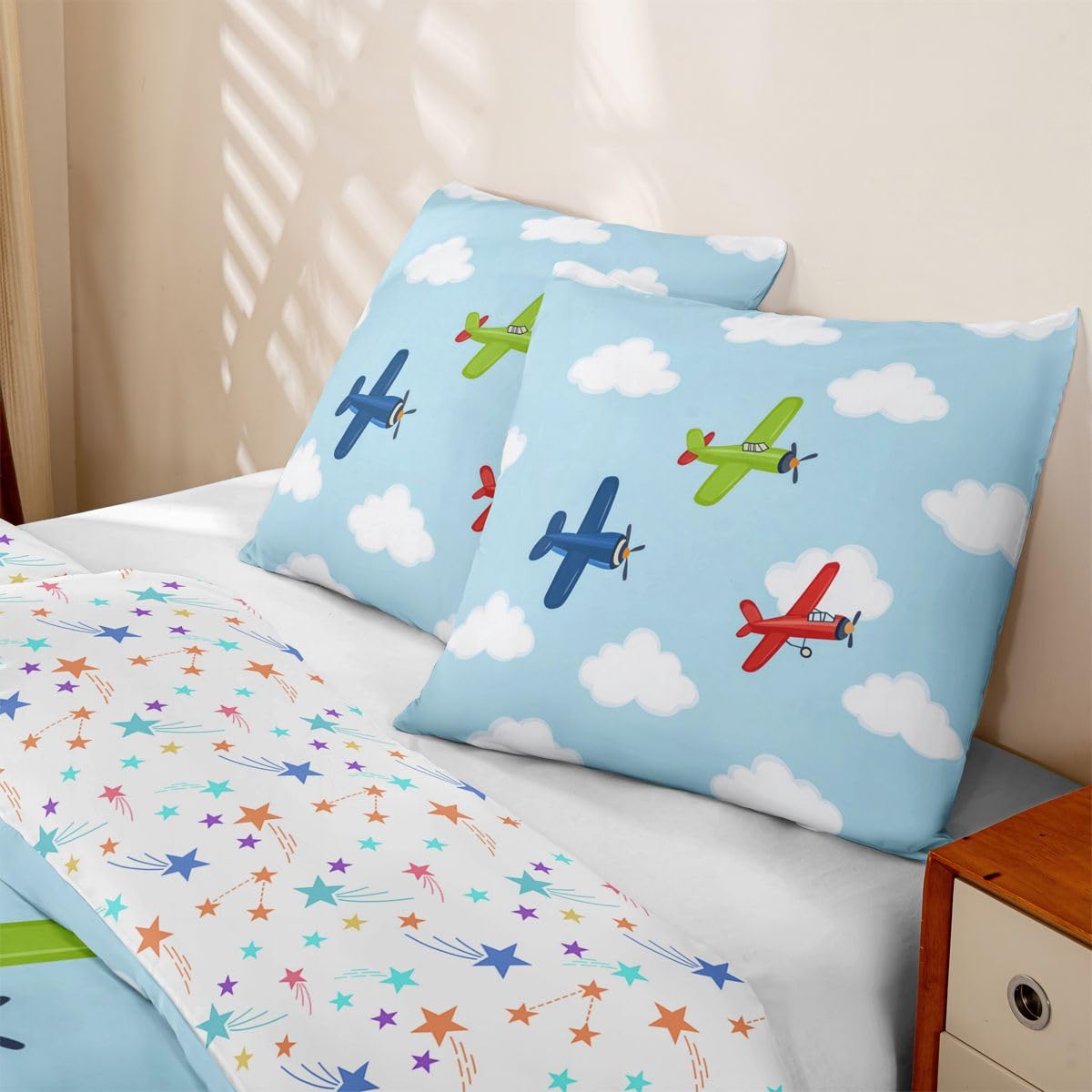 Homewish Süß Cartoon Flieger Microfaser 135x200 Bettwäsche 4teilig