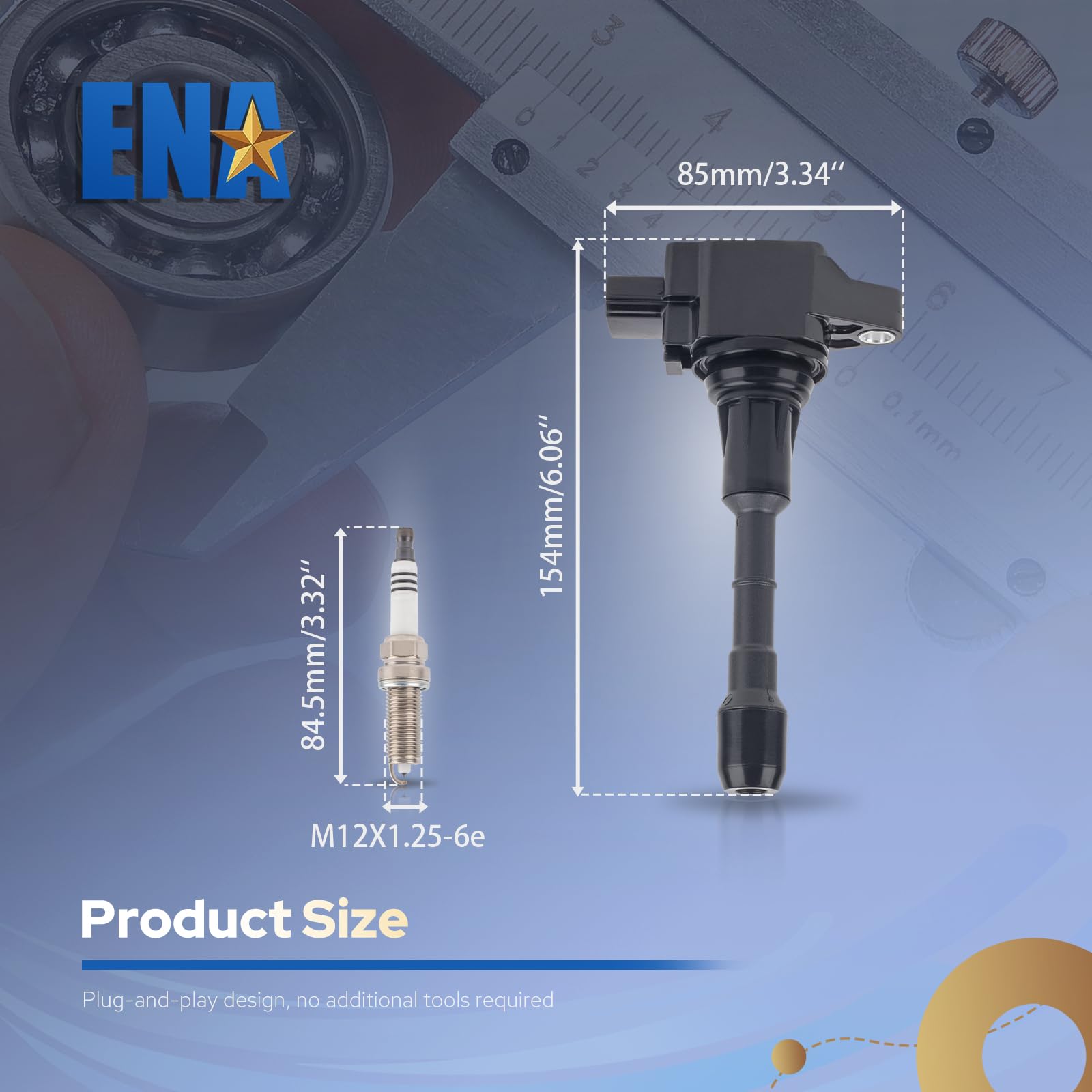 ENA Set of 6 Iridium Spark Plug and 6 Ignition Coil Pack Compatible with Nissan Infiniti Maxima Murano Pathfinder Quest Altima Q50 QX60 FX35 3.5L V6 Replacement for UF550