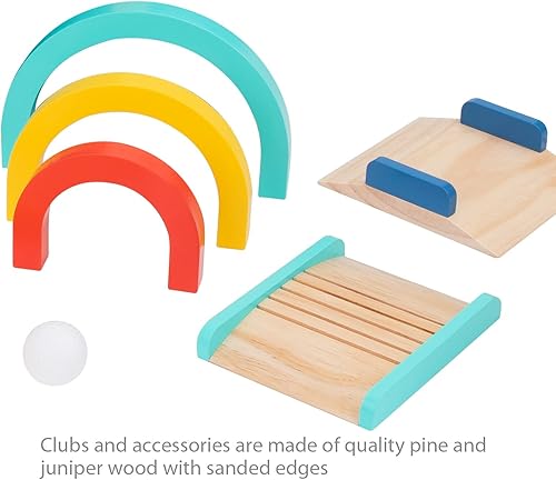 Miniatura 8 de TOOKYLAND Juego de golf de madera para niños, 13 piezas, juego de 2 jugadores con bolsa de transporte, a partir de 3 años